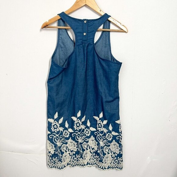 Peach Love Women's Dress Chambray Embroidered Size M Knee Length - Picture 2 of 6